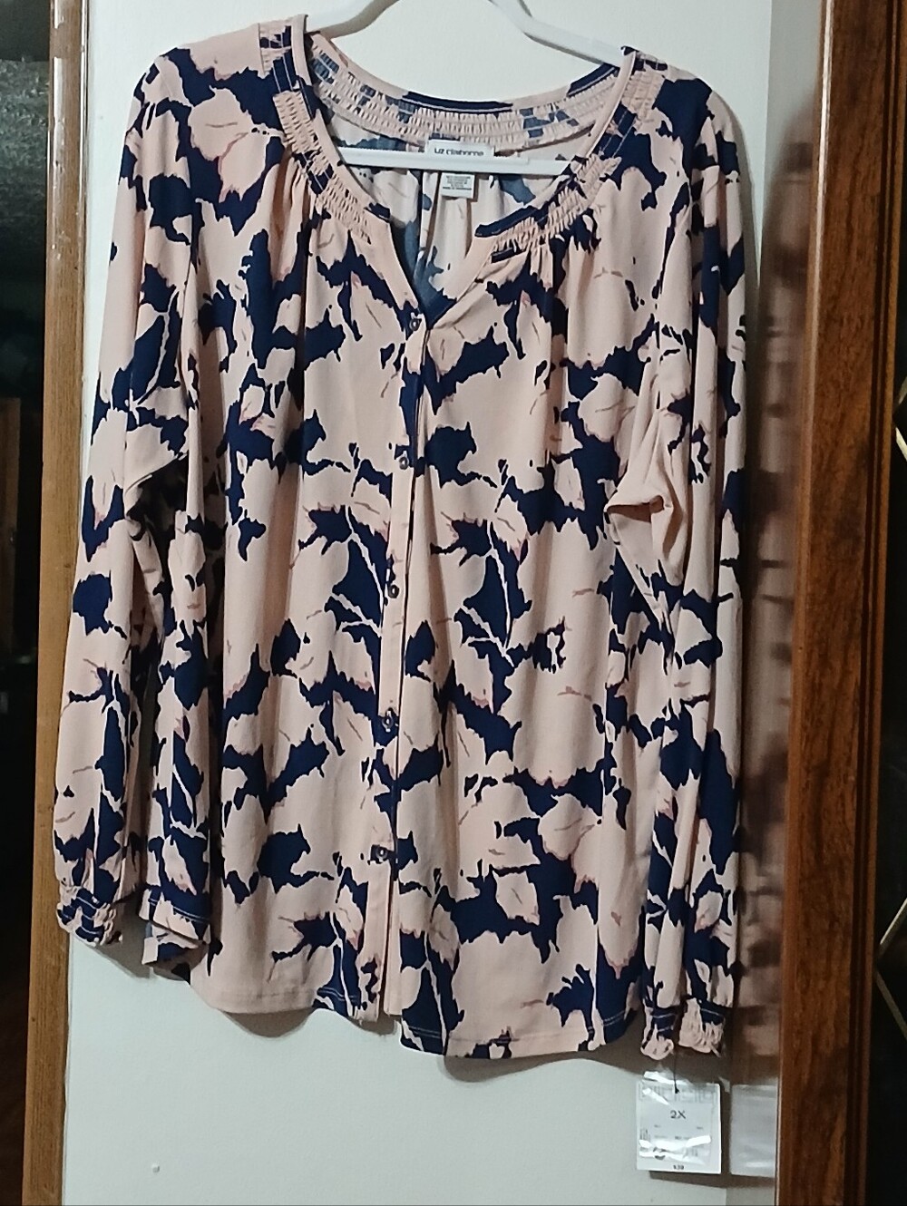 Liz Claiborne Women's Rose Multi Button-Down Shirt - 2X